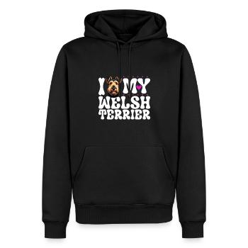 J'adore mon Welsh Terrier - Sweat à capuche Premium bio Homme - noir - Devant - Nico (187cm)