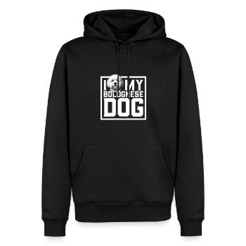 Ich liebe meinen Bologneser - Männer Premium Bio Hoodie - Schwarz - Vorne - Nico (187cm)