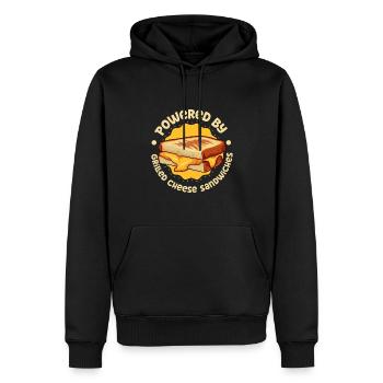 Propulsé par Sandwich au fromage grillé - Sweat à capuche Premium bio Homme - noir - Devant - Nico (187cm)