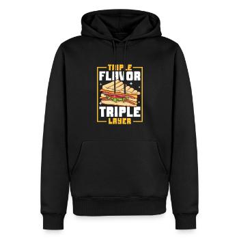 Trois couches - Trois goûts - Club sandwich - Sweat à capuche Premium bio Homme - noir - Devant - Nico (187cm)