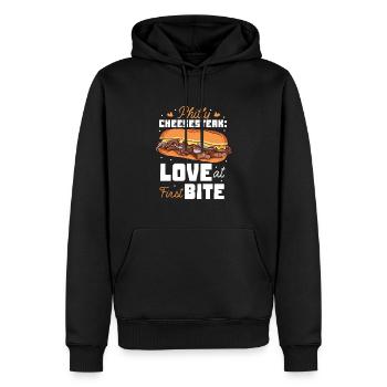 Liebe auf den ersten Bissen - Philly Cheesesteak - Männer Premium Bio Hoodie - Schwarz - Vorne - Nico (187cm)