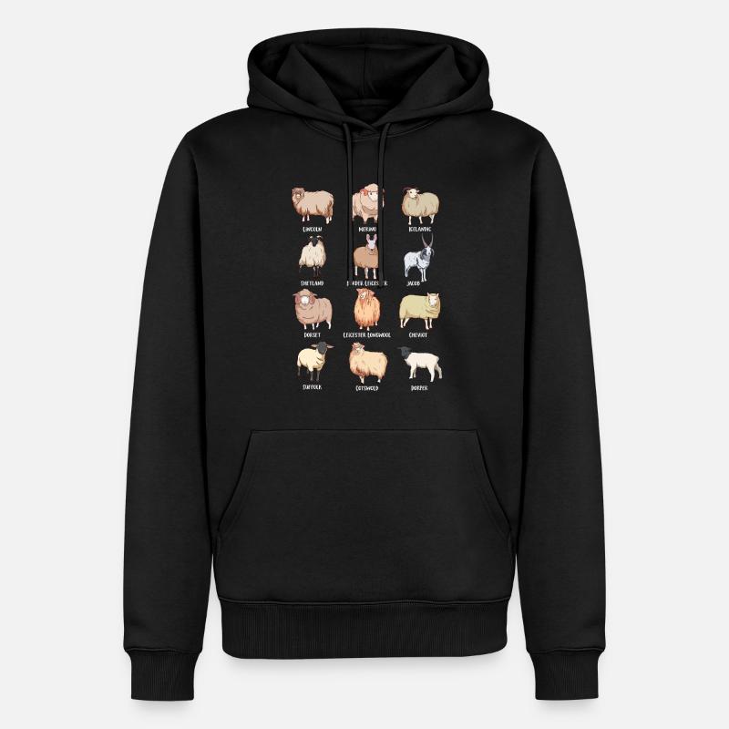 Assortiment de moutons kawaii - Sweat à capuche Premium bio Homme - noir