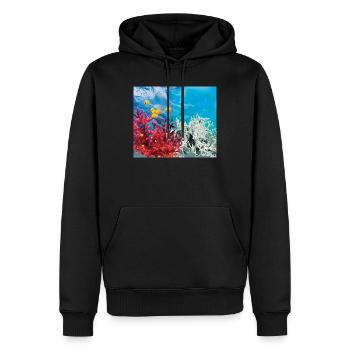 Vibrant coral reef marine life - Men’s Premium Organic Hoodie - black - Front - Nico (187cm)