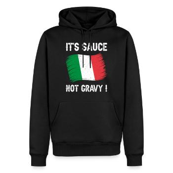 Italienische Ausdrucks-Humor-Soße - Männer Premium Bio Hoodie - Schwarz - Vorne - Nico (187cm)