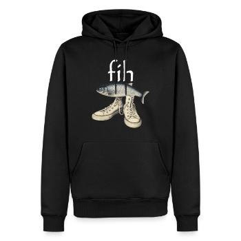 Poisson Mal Écrit Poisson Meme Fih - Sweat à capuche Premium bio Homme - noir - Devant - Nico (187cm)