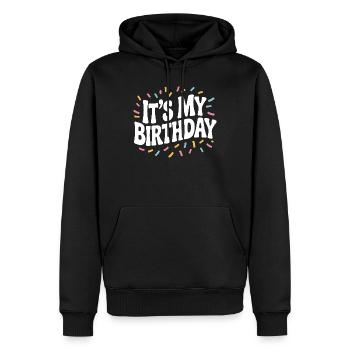 C'est mon anniversaire - Sweat à capuche Premium bio Homme - noir - Devant - Nico (187cm)