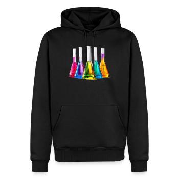 Colourful laboratory bottles in a play of colours - Men’s Premium Organic Hoodie - black - Front - Nico (187cm)
