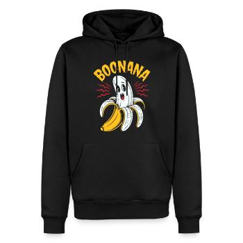 Gruseliger Bananen Geist Boo - Halloween Cartoon - Männer Premium Bio Hoodie - Schwarz - Vorne - Nico (187cm)