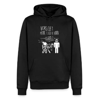 Prudence! Ma fille connaît le karaté - Sweat à capuche Premium bio Homme - noir - Devant - Nico (187cm)
