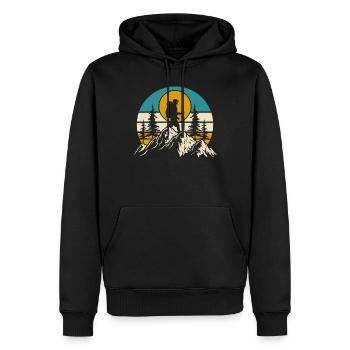 Wandern Wanderer Bergsteiger Geschenk - Männer Premium Bio Hoodie - Schwarz - Vorne - Nico (187cm)