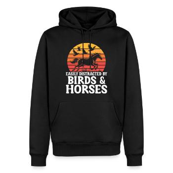 Vögel und Pferde Reiten Reiten Reiter - Männer Premium Bio Hoodie - Schwarz - Vorne - Nico (187cm)