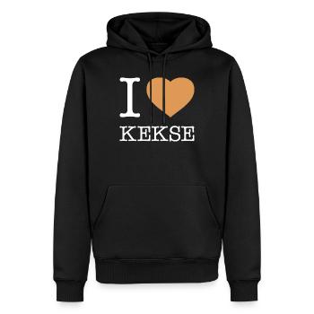 J’adore les cookies - Sweat à capuche Premium bio Homme - noir - Devant - Nico (187cm)