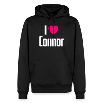I Love Connor Pinkes Herz Ich liebe Connor - Männer Premium Bio Hoodie - Schwarz - Vorne - Nico (187cm)