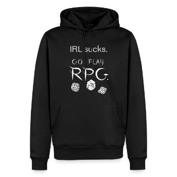 Im echten Leben ist es schrecklich, spiel RPG (weiß) - Männer Premium Bio Hoodie - Schwarz - Vorne - Nico (187cm)