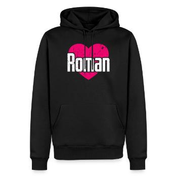 J’aime Roman Pink Heart J’aime Roman - Sweat à capuche Premium bio Homme - noir - Devant - Nico (187cm)