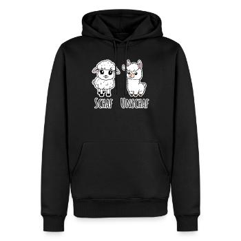 Moutons et pas moutons (Unsheep) - Lama pas moutons - Sweat à capuche Premium bio Homme - noir - Devant - Nico (187cm)