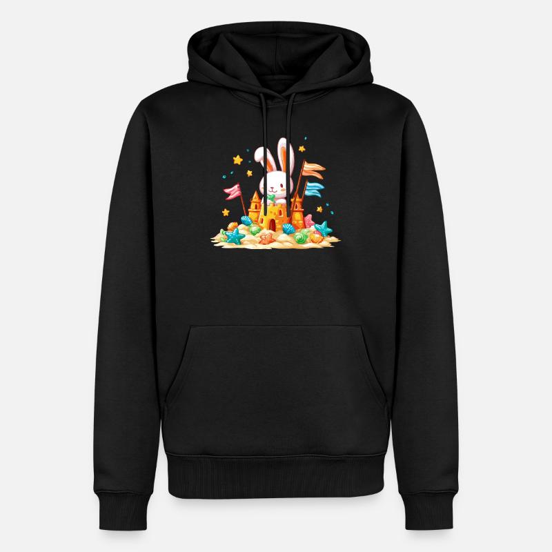 Bunny on the Beach Sandpit - Sweat à capuche Premium bio Homme - noir