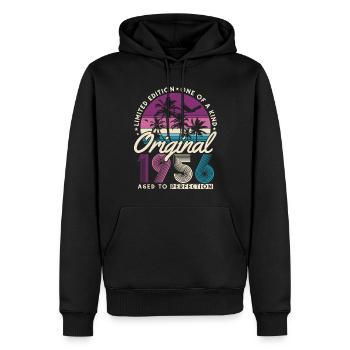 70e anniversaire 1956 Vintage Born Retro - Sweat à capuche Premium bio Homme - noir - Devant - Nico (187cm)
