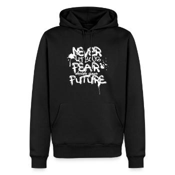 Niemals Angst Zukunft Graffiti Zitat - Männer Premium Bio Hoodie - Schwarz - Vorne - Nico (187cm)
