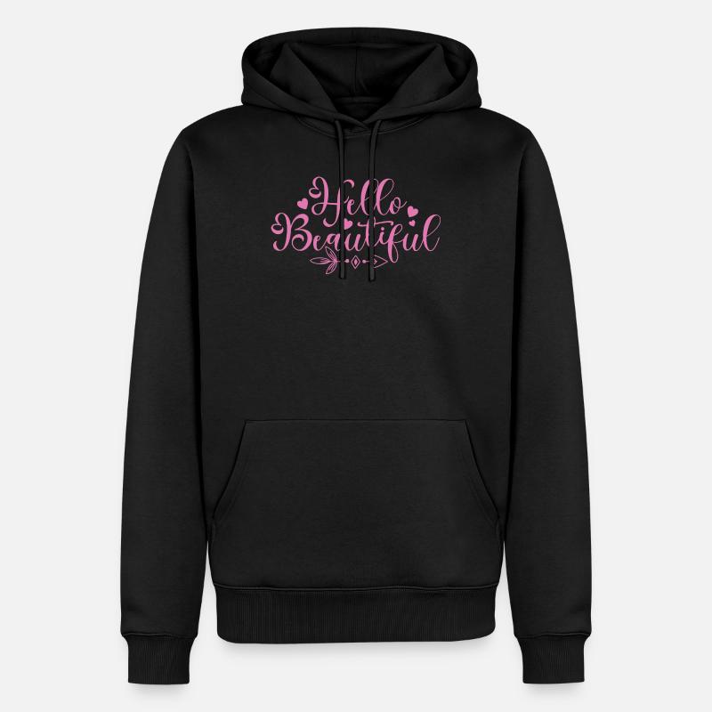 Bonjour Beautiful Script Hearts - Sweat à capuche Premium bio Homme - noir