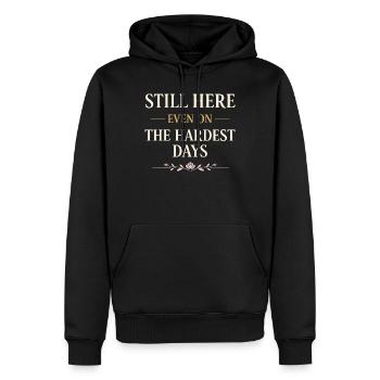 Sensibilisation à l’endométriose Guerrier de l’endo - Sweat à capuche Premium bio Homme - noir - Devant - Nico (187cm)