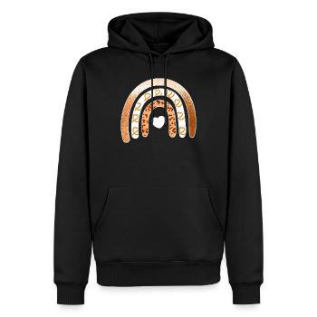 Leopard-Regenbogenherz-Arc - Männer Premium Bio Hoodie - Schwarz - Vorne - Nico (187cm)