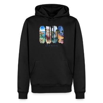 Antalya Design – Motif des vacances d’été en Turquie - Sweat à capuche Premium bio Homme - noir - Devant - Nico (187cm)