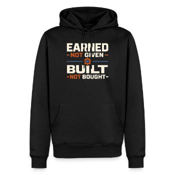 Mode de vie ouvrier Fierté ouvrière Travail - Sweat à capuche Premium bio Homme - noir - Devant - Nico (187cm)