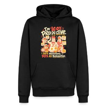 KI Babysitter Produktiv Chaos - Männer Premium Bio Hoodie - Schwarz - Vorne - Nico (187cm)