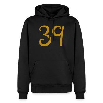 39 - Männer Premium Bio Hoodie - Schwarz - Vorne - Nico (187cm)