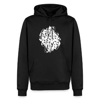 CALLIGRAPHIE ABSTRAITE SALE - Sweat à capuche Premium bio Homme - noir - Devant - Nico (187cm)