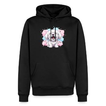 Éclaboussure pastel joyeuse et duveteuse - Sweat à capuche Premium bio Homme - noir - Devant - Nico (187cm)