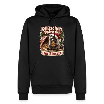 Plätzchen Patrouille im Einsatz - Männer Premium Bio Hoodie - Schwarz - Vorne - Nico (187cm)