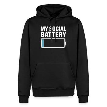 Social Battery Introvertiert Leere Batterie Akku - Männer Premium Bio Hoodie - Schwarz - Vorne - Nico (187cm)