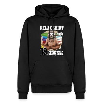 Relax Faultier Geburtstag 18 Jahre Sloth Lustig - Männer Premium Bio Hoodie - Schwarz - Vorne - Nico (187cm)