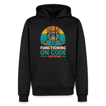 Fonctionner sous Code et Caffeine Cat - Sweat à capuche Premium bio Homme - noir - Devant - Nico (187cm)