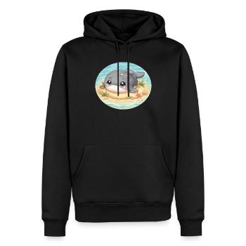 Wal auf Sandbank im Meer - Männer Premium Bio Hoodie - Schwarz - Vorne - Nico (187cm)