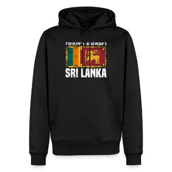 Coordonnées du Sri Lanka - Sweat à capuche Premium bio Homme - noir - Devant - Nico (187cm)