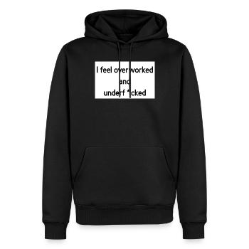 überarbeitet - Männer Premium Bio Hoodie - Schwarz - Vorne - Nico (187cm)