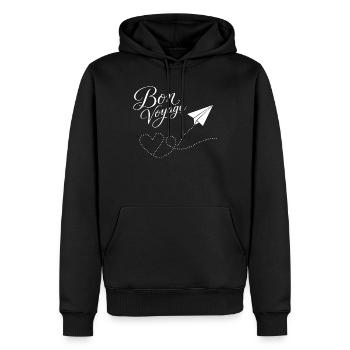 Bon Voyage gute Reise Papierzug Flugzeug mit Herz - Männer Premium Bio Hoodie - Schwarz - Vorne - Nico (187cm)