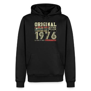 Original octobre 1976 – 50e anniversaire Rétro - Sweat à capuche Premium bio Homme - noir - Devant - Nico (187cm)