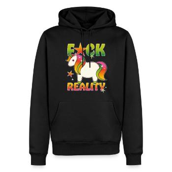 Regenbogen Einhorn - Männer Premium Bio Hoodie - Schwarz - Vorne - Nico (187cm)