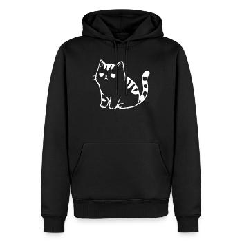 Lustige Katze Minimalistisches Katzen Geschenk  - Männer Premium Bio Hoodie - Schwarz - Vorne - Nico (187cm)