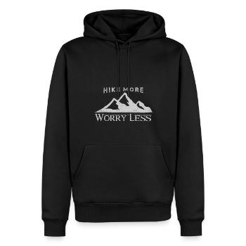 Hike More Worry Less - Männer Premium Bio Hoodie - Schwarz - Vorne - Nico (187cm)