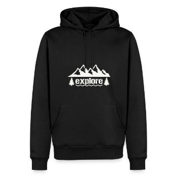 explorer - Sweat à capuche Premium bio Homme - noir - Devant - Nico (187cm)