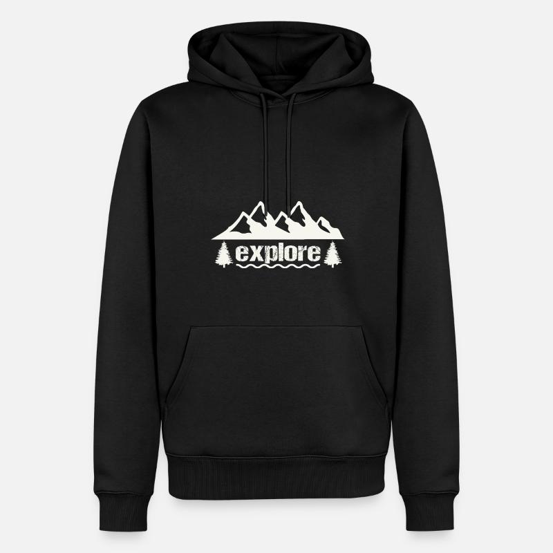 explore - Männer Premium Bio Hoodie - Schwarz