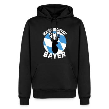 Waschechter Bayer - Boarisch Hirsch - Männer Premium Bio Hoodie - Schwarz - Vorne - Nico (187cm)