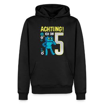 5. Geburtstag kleiner Roboter 5 Jahre alt Robotik - Männer Premium Bio Hoodie - Schwarz - Vorne - Nico (187cm)