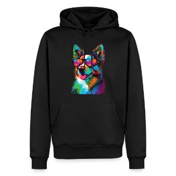 Super Cute Retro Rainbow Anime Corgi Corgeek Art - Men’s Premium Organic Hoodie - black - Front - Nico (187cm)