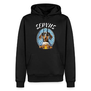 Servus Bayern Dackel Hund Bier Prost - Männer Premium Bio Hoodie - Schwarz - Vorne - Nico (187cm)